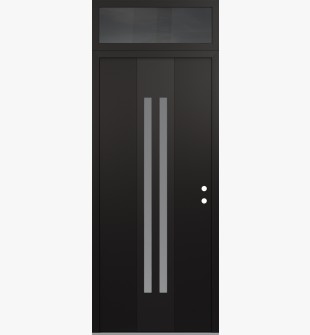 DIAMOND A8 36" X 96" BLACK/WHITE FROSTED GLASS PANEL BLACK LHI WITH TRANSOM MIRRORED GLASS