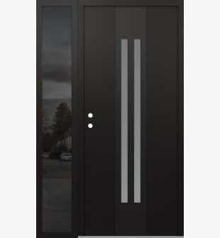 DIAMOND A8 48" X 80" BLACK/WHITE FROSTED GLASS PANEL BLACK RHI WITH SIDELITE MIRRORED GLASS