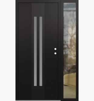 DIAMOND A8 52" X 80" BLACK/WHITE FROSTED GLASS PANEL BLACK LHI WITH SIDELITE CLEAR GLASS