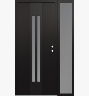 DIAMOND A8 52" X 80" BLACK/WHITE FROSTED GLASS PANEL BLACK LHI WITH SIDELITE FROSTED GLASS