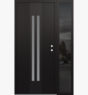 DIAMOND A8 50" X 80" BLACK/WHITE FROSTED GLASS PANEL BLACK LHI WITH SIDELITE MIRRORED GLASS