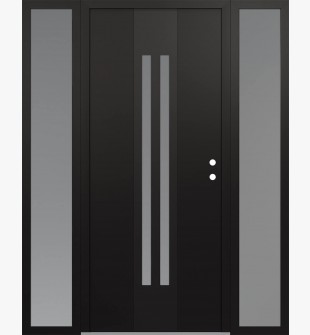 DIAMOND A8 60" X 80" BLACK/WHITE FROSTED GLASS PANEL BLACK LHI WITH 2 SIDELITES FROSTED GLASS