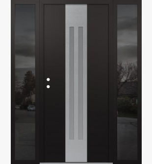 DIAMOND A8 60" X 80" BLACK/WHITE FROSTED GLASS PANEL STAINLESS STEEL RHI WITH 2 SIDELITES MIRRORED GLASS