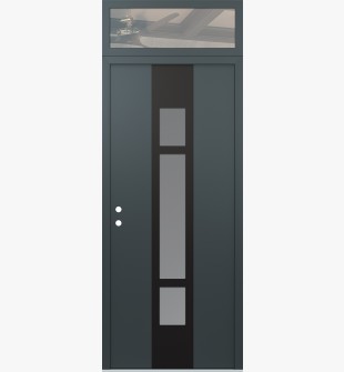 DIAMOND A9 36" X 96" ANTHRACITE/ANTHRACITE FROSTED GLASS PANEL BLACK RHI WITH TRANSOM CLEAR GLASS