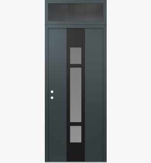 DIAMOND A9 36" X 96" ANTHRACITE/ANTHRACITE FROSTED GLASS PANEL BLACK RHI WITH TRANSOM MIRRORED GLASS