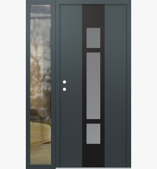 DIAMOND A9 52" X 80" ANTHRACITE/ANTHRACITE FROSTED GLASS PANEL BLACK RHI WITH SIDELITE CLEAR GLASS