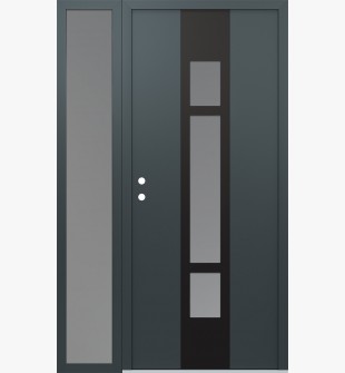 DIAMOND A9 48" X 80" ANTHRACITE/ANTHRACITE FROSTED GLASS PANEL BLACK RHI WITH SIDELITE FROSTED GLASS