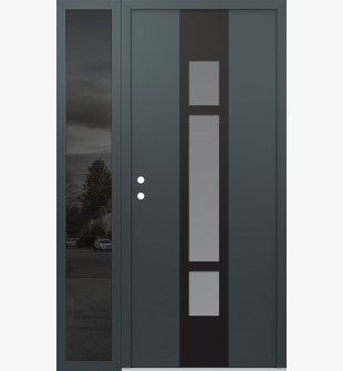 DIAMOND A9 50" X 80" ANTHRACITE/ANTHRACITE FROSTED GLASS PANEL BLACK RHI WITH SIDELITE MIRRORED GLASS