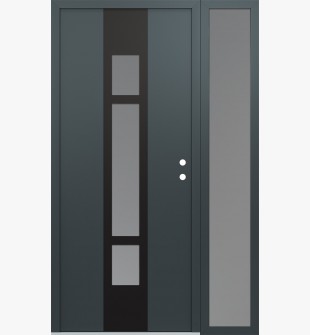 DIAMOND A9 52" X 80" ANTHRACITE/ANTHRACITE FROSTED GLASS PANEL BLACK LHI WITH SIDELITE FROSTED GLASS