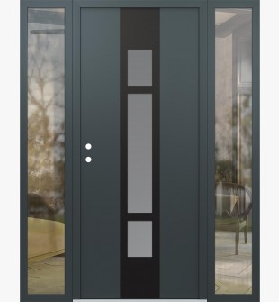 DIAMOND A9 64" X 80" ANTHRACITE/ANTHRACITE FROSTED GLASS PANEL BLACK RHI WITH 2 SIDELITES CLEAR GLASS