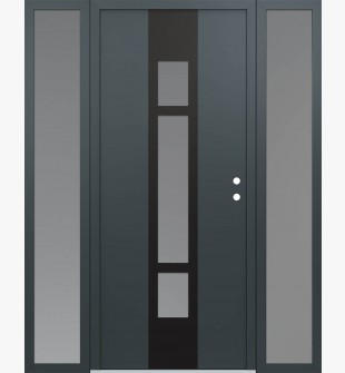 DIAMOND A9 60" X 80" ANTHRACITE/ANTHRACITE FROSTED GLASS PANEL BLACK LHI WITH 2 SIDELITES FROSTED GLASS