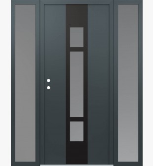 DIAMOND A9 60" X 80" ANTHRACITE/ANTHRACITE FROSTED GLASS PANEL BLACK RHI WITH 2 SIDELITES FROSTED GLASS