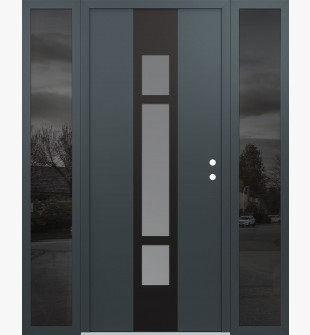 DIAMOND A9 68" X 80" ANTHRACITE/ANTHRACITE FROSTED GLASS PANEL BLACK LHI WITH 2 SIDELITES MIRRORED GLASS
