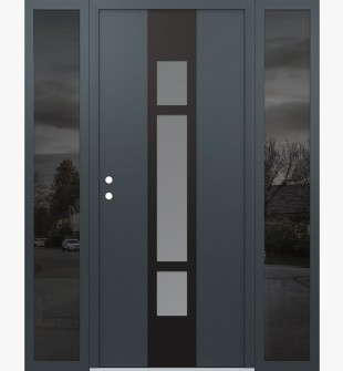 DIAMOND A9 64" X 80" ANTHRACITE/ANTHRACITE FROSTED GLASS PANEL BLACK RHI WITH 2 SIDELITES MIRRORED GLASS