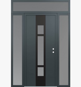 DIAMOND A9 68" X 96" ANTHRACITE/ANTHRACITE FROSTED GLASS PANEL BLACK LHI WITH 2 SIDELITES AND TRANSOM FROSTED GLASS