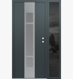 DIAMOND A9 52" X 80" ANTHRACITE/ANTHRACITE FROSTED GLASS PANEL STAINLESS STEEL LHI WITH SIDELITE MIRRORED GLASS