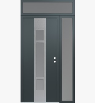 DIAMOND A9 48" X 96" ANTHRACITE/ANTHRACITE FROSTED GLASS PANEL STAINLESS STEEL LHI WITH SIDELITE AND TRANSOM FROSTED GLASS