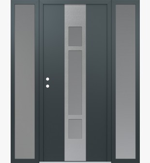 DIAMOND A9 64" X 80" ANTHRACITE/ANTHRACITE FROSTED GLASS PANEL STAINLESS STEEL RHI WITH 2 SIDELITES FROSTED GLASS