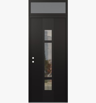 DIAMOND A9 36" X 96" BLACK/BLACK CLEAR GLASS PANEL BLACK RHI WITH TRANSOM FROSTED GLASS
