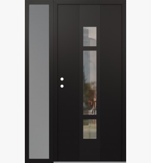 DIAMOND A9 50" X 80" BLACK/BLACK CLEAR GLASS PANEL BLACK RHI WITH SIDELITE FROSTED GLASS