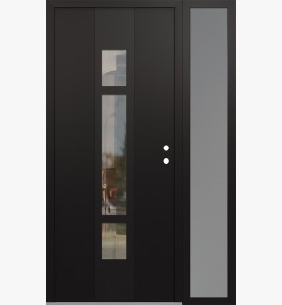 DIAMOND A9 50" X 80" BLACK/BLACK CLEAR GLASS PANEL BLACK LHI WITH SIDELITE FROSTED GLASS