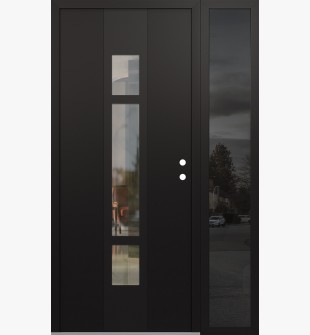 DIAMOND A9 50" X 80" BLACK/BLACK CLEAR GLASS PANEL BLACK LHI WITH SIDELITE MIRRORED GLASS