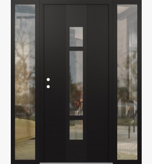 DIAMOND A9 64" X 80" BLACK/BLACK CLEAR GLASS PANEL BLACK RHI WITH 2 SIDELITES CLEAR GLASS