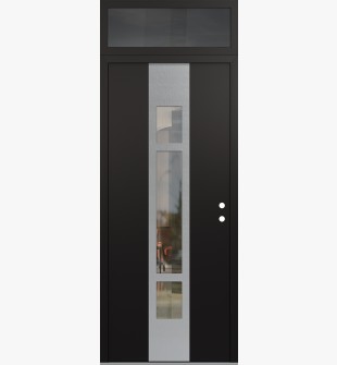 DIAMOND A9 36" X 96" BLACK/BLACK CLEAR GLASS PANEL STAINLESS STEEL LHI WITH TRANSOM MIRRORED GLASS