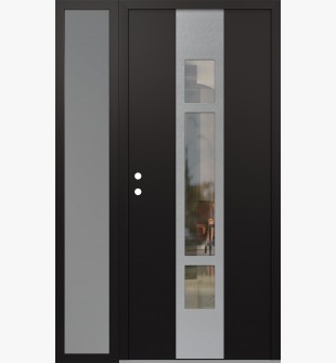 DIAMOND A9 52" X 80" BLACK/BLACK CLEAR GLASS PANEL STAINLESS STEEL RHI WITH SIDELITE FROSTED GLASS