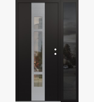 DIAMOND A9 52" X 80" BLACK/BLACK CLEAR GLASS PANEL STAINLESS STEEL LHI WITH SIDELITE MIRRORED GLASS