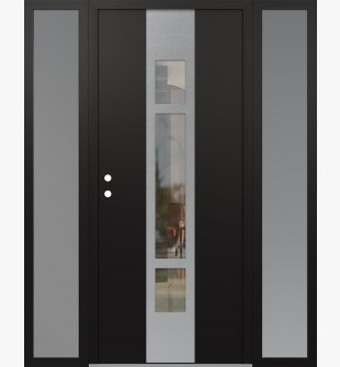 DIAMOND A9 68" X 80" BLACK/BLACK CLEAR GLASS PANEL STAINLESS STEEL RHI WITH 2 SIDELITES FROSTED GLASS