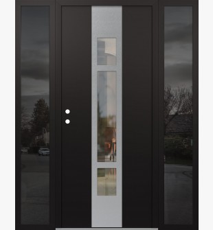 DIAMOND A9 64" X 80" BLACK/BLACK CLEAR GLASS PANEL STAINLESS STEEL RHI WITH 2 SIDELITES MIRRORED GLASS
