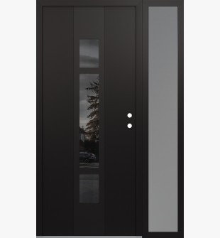 DIAMOND A9 50" X 80" BLACK/BLACK MIRRORED GLASS PANEL BLACK LHI WITH SIDELITE FROSTED GLASS