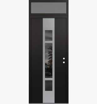 DIAMOND A9 36" X 96" BLACK/BLACK MIRRORED GLASS PANEL STAINLESS STEEL LHI WITH TRANSOM FROSTED GLASS