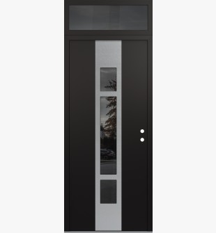 DIAMOND A9 36" X 96" BLACK/BLACK MIRRORED GLASS PANEL STAINLESS STEEL LHI WITH TRANSOM MIRRORED GLASS