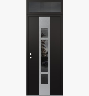 DIAMOND A9 36" X 96" BLACK/BLACK MIRRORED GLASS PANEL STAINLESS STEEL RHI WITH TRANSOM MIRRORED GLASS