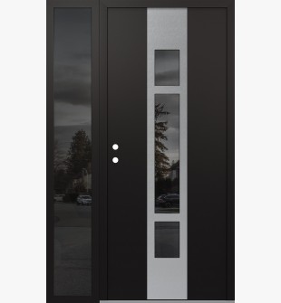 DIAMOND A9 48" X 80" BLACK/BLACK MIRRORED GLASS PANEL STAINLESS STEEL RHI WITH SIDELITE MIRRORED GLASS