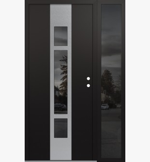 DIAMOND A9 52" X 80" BLACK/BLACK MIRRORED GLASS PANEL STAINLESS STEEL LHI WITH SIDELITE MIRRORED GLASS