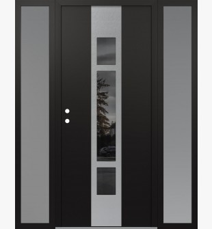 DIAMOND A9 60" X 80" BLACK/BLACK MIRRORED GLASS PANEL STAINLESS STEEL RHI WITH 2 SIDELITES FROSTED GLASS