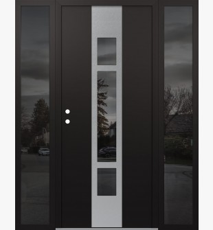 DIAMOND A9 60" X 80" BLACK/BLACK MIRRORED GLASS PANEL STAINLESS STEEL RHI WITH 2 SIDELITES MIRRORED GLASS