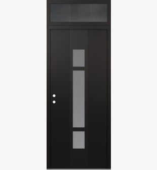 DIAMOND A9 36" X 96" BLACK/WHITE FROSTED GLASS PANEL BLACK RHI WITH TRANSOM MIRRORED GLASS