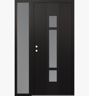 DIAMOND A9 52" X 80" BLACK/WHITE FROSTED GLASS PANEL BLACK RHI WITH SIDELITE FROSTED GLASS