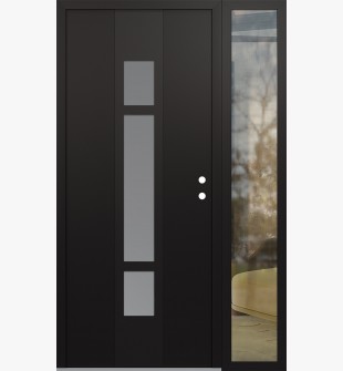 DIAMOND A9 50" X 80" BLACK/WHITE FROSTED GLASS PANEL BLACK LHI WITH SIDELITE CLEAR GLASS