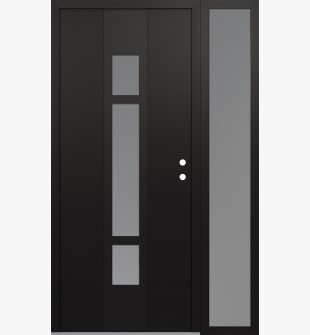 DIAMOND A9 48" X 80" BLACK/WHITE FROSTED GLASS PANEL BLACK LHI WITH SIDELITE FROSTED GLASS