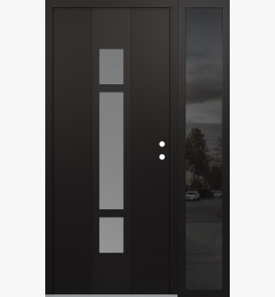 DIAMOND A9 52" X 80" BLACK/WHITE FROSTED GLASS PANEL BLACK LHI WITH SIDELITE MIRRORED GLASS