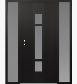 DIAMOND A9 60" X 80" BLACK/WHITE FROSTED GLASS PANEL BLACK RHI WITH 2 SIDELITES FROSTED GLASS