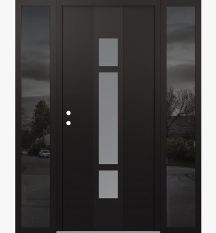 DIAMOND A9 60" X 80" BLACK/WHITE FROSTED GLASS PANEL BLACK RHI WITH 2 SIDELITES MIRRORED GLASS