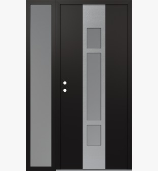 DIAMOND A9 52" X 80" BLACK/WHITE FROSTED GLASS PANEL STAINLESS STEEL RHI WITH SIDELITE FROSTED GLASS