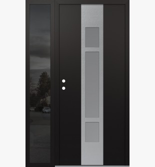 DIAMOND A9 50" X 80" BLACK/WHITE FROSTED GLASS PANEL STAINLESS STEEL RHI WITH SIDELITE MIRRORED GLASS