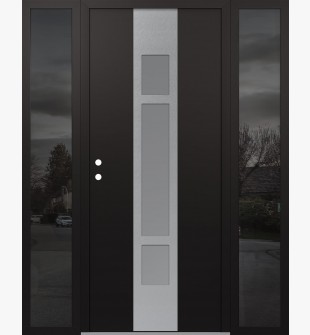 DIAMOND A9 60" X 80" BLACK/WHITE FROSTED GLASS PANEL STAINLESS STEEL RHI WITH 2 SIDELITES MIRRORED GLASS